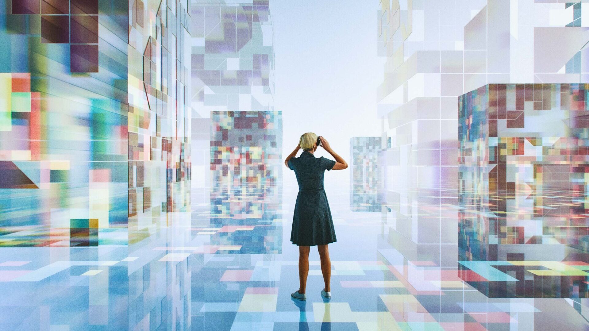 Image for Artificial inteligence: a woman in futuristic environment