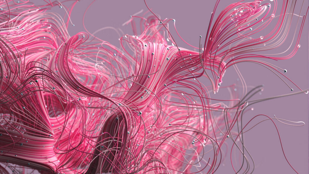 Image for Digital Workplace: Abstract pink strings with light at the end