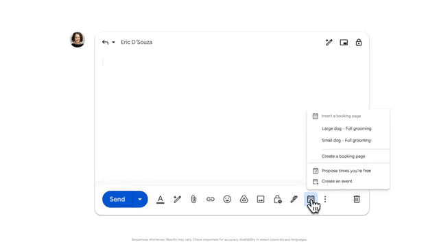 Sharing Calendar Booking Pages Directly via Gmail demo
