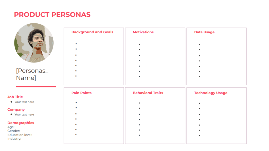 AI Product Planning - Product Personas template example
