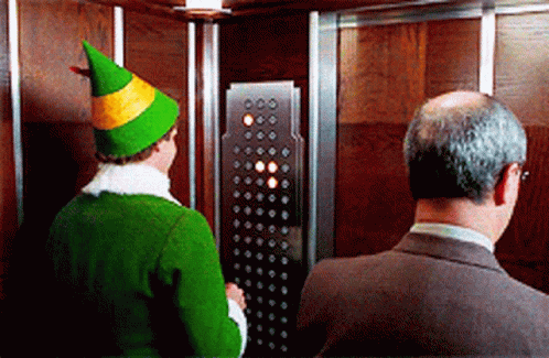 Elevator scene from the movie Elf.